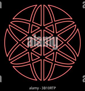 Neon equilibrium sacred geometry symbol red color vector illustration image flat style light Stock Vector