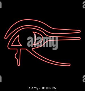 Neon eye god Horus Egyptian symbol mystical protective amulet of Pharaohs paganism Uadzhat sign Uadzhet red color vector illustration image flat Stock Vector
