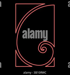 Neon golden ratio section Sacred geometry symbol ration proportions red color vector illustration image flat style light Stock Vector