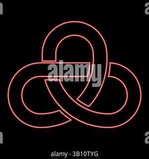 Neon gordian knot Sacred geometry symbol red color vector illustration image flat style light Stock Vector