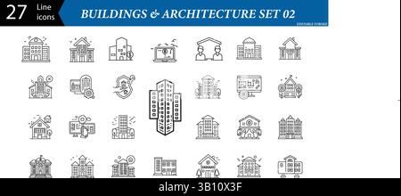 Building and Architecture Icon – Simple Flat Vector Design Element for Construction, Urban Planning, and Real Estate Stock Vector