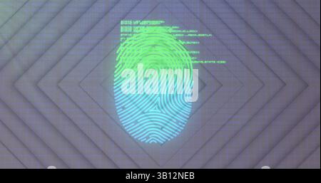Image of fingerprint and data processing on grey background Stock Photo