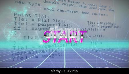 Image of start text over data processing and metaverse Stock Photo