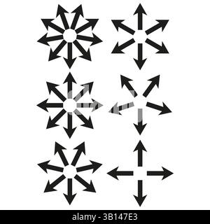 Arrow star figure. Direction burst shape. Navigation arrows icon. Vector radial symbol. Stock Vector