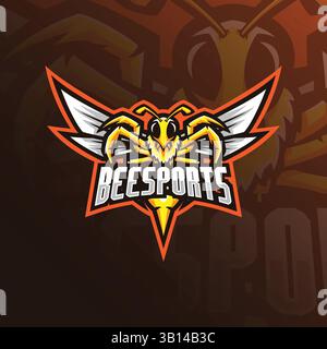 bee mascot logo design vector with modern illustration concept style for badge, emblem and t shirt printing. angry bee illustration for sport team. Stock Vector