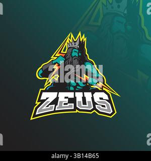 zeus mascot logo design vector with modern illustration concept style for badge, emblem and t shirt printing. zeus illustration. Stock Vector