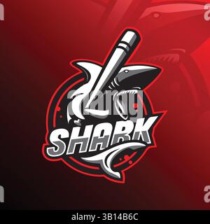 angry shark mascot logo design vector with modern illustration concept style for badge, emblem and t shirt printing. angry shark illustration. Stock Vector