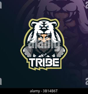 tribe mascot logo design vector with modern illustration concept style for badge, emblem and t shirt printing. tribe illustration with ax. Stock Vector