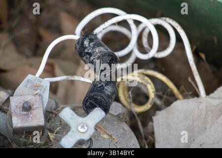 internal curled wires underground Stock Photo