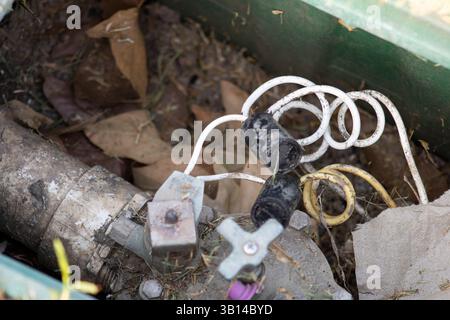internal curled wires underground Stock Photo