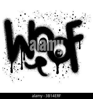 Woof Dogs theme graffiti with black spray paint. vector illustration. Stock Vector