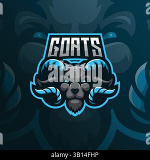 goat mascot logo design vector with modern illustration concept style for badge, emblem and t shirt printing. goat head illustration for sport team. Stock Vector