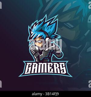 gamer mascot logo design vector with modern illustration concept style for badge, emblem and t shirt printing. gamer illustration for esport team. Stock Vector
