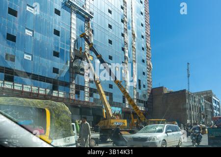 facade repairs on high-rise buildings in Herat Stock Photo