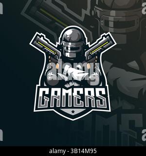 gamer mascot logo design vector with modern illustration concept style for badge, emblem and t shirt printing. gamer illustration for sport and team. Stock Vector