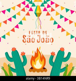 happy sao joao festival illustration in flat design Stock Vector