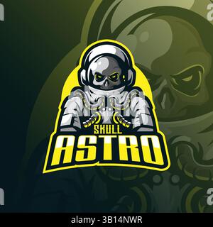 skull astro mascot logo design vector with modern illustration concept style for badge, emblem and t shirt printing. skull astronaut illustration. Stock Vector