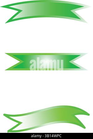 Green Ribbon Banner Collection for Graphic Design Stock Vector