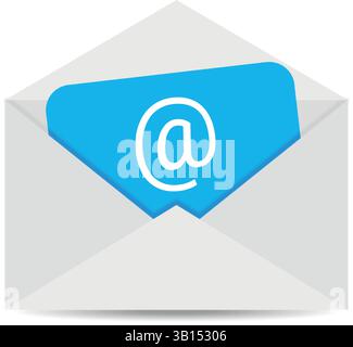 Email Icon in Open Envelope, Digital Communication concept Vector Illustration Stock Vector