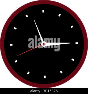 Minimalist round wall clock vector illustration Stock Vector