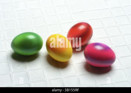 Colourful Easter eggs, coloured eggs for Easter, Easter festival Stock Photo