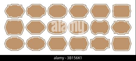 Ornamental label frames. Old ornate labels, decorative vintage frame and retro badge. invitation card. Isolated vector symbols set. Stock Vector