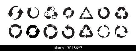 Circle arrow vector, icon set. Flat style icon recycle arrow symbol web graphic design. Rotation arrows icons. Vector illustration eps 10 Stock Vector