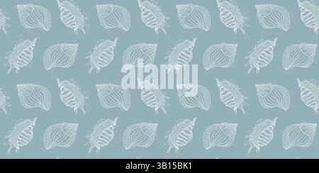 Sea shells, fossils and mollusks seamless pattern Stock Vector