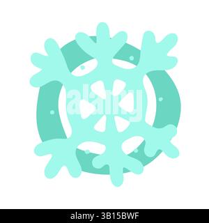 Doodle Christmas snowflake. Hand-drawn mint snow isolated on white background. X-mas line dot winter holiday symbol of the New Year. Cold sign. Festiv Stock Vector