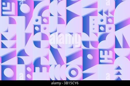 Geometric retro pattern with 50s styled shapes and y2k vaporwave colors Stock Vector