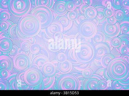 Abstract psychedelic background with circles and lines of various widths in modern optical illusion style. Stock Vector