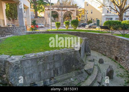 A Roman-era octagonal mausoleum in Pula, Istria, Croatia. The preserved ...