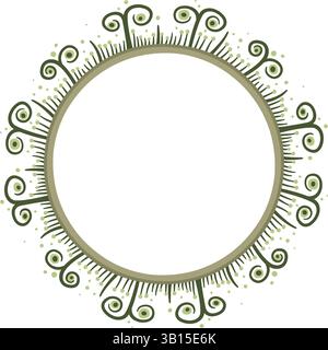 Illustration made with schematic lines on a white background creating a circular border. Stock Vector