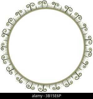 Illustration made with schematic lines on a white background creating a circular border. Stock Vector