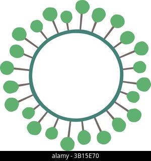Illustration with schematic trees on a white background creating a circular border. Stock Vector
