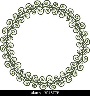 Illustration made with schematic lines on a white background creating a circular border. Stock Vector