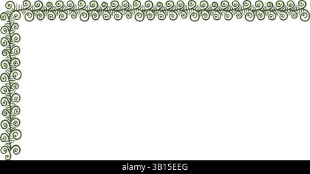 Illustration made with schematic lines on a white background creating a L-shaped border. Stock Vector