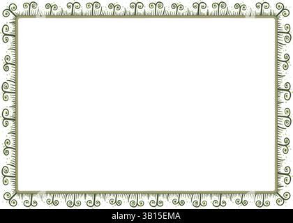 Illustration made with schematic lines on a white background creating a rectangular border. Stock Vector