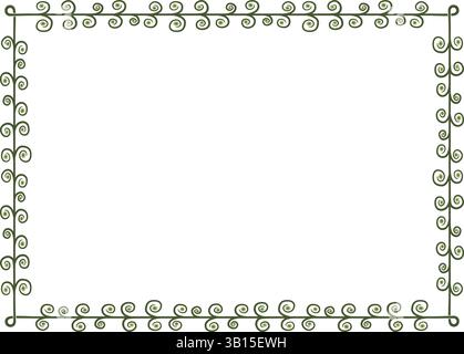 Illustration made with schematic lines on a white background creating a rectangular border. Stock Vector