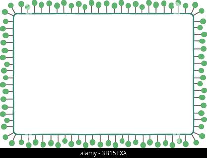 Illustration with schematic trees on a white background creating a rectangular border. Stock Vector