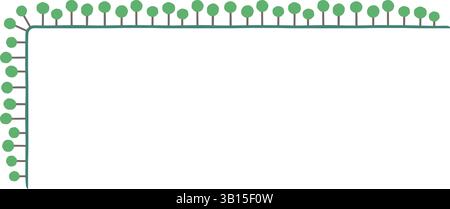 Illustration with schematic trees on a white background creating a L-shaped border. Stock Vector