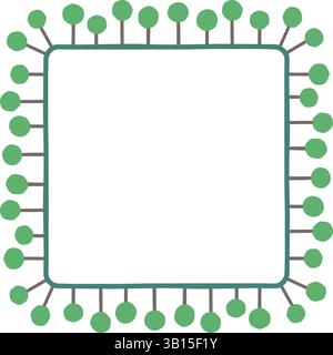 Illustration with schematic trees on a white background creating a square border. Stock Vector