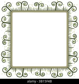 Illustration made with schematic lines on a white background creating a square border. Stock Vector
