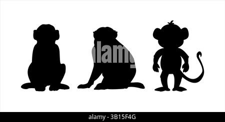 Collection of Monkey Silhouettes Vector Stock Vector