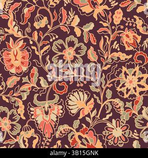 Rococo Leaves Pattern On brown Stock Vector