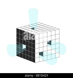 Digital data cube emitting light 2D line object Stock Vector