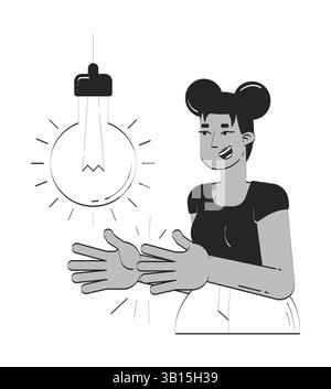 Clap to activate smart light bulb doodle line illustration concept Stock Vector