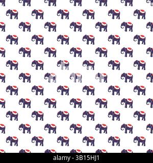Royal Elephants Parade Seamless Pattern Stock Vector