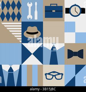 Fathers Day Patchwork Pattern vector Stock Vector