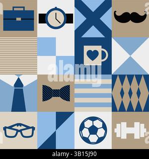 Fathers Day Patchwork Pattern vector Stock Vector